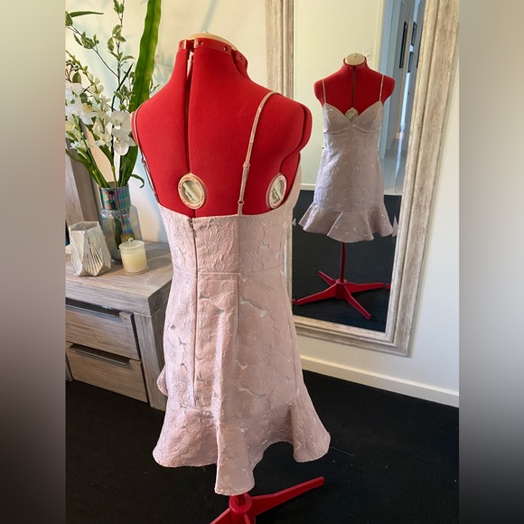 Size 10 - Forever New Mauve Mini Dress with embroidered pattern - Picture 6 of 11